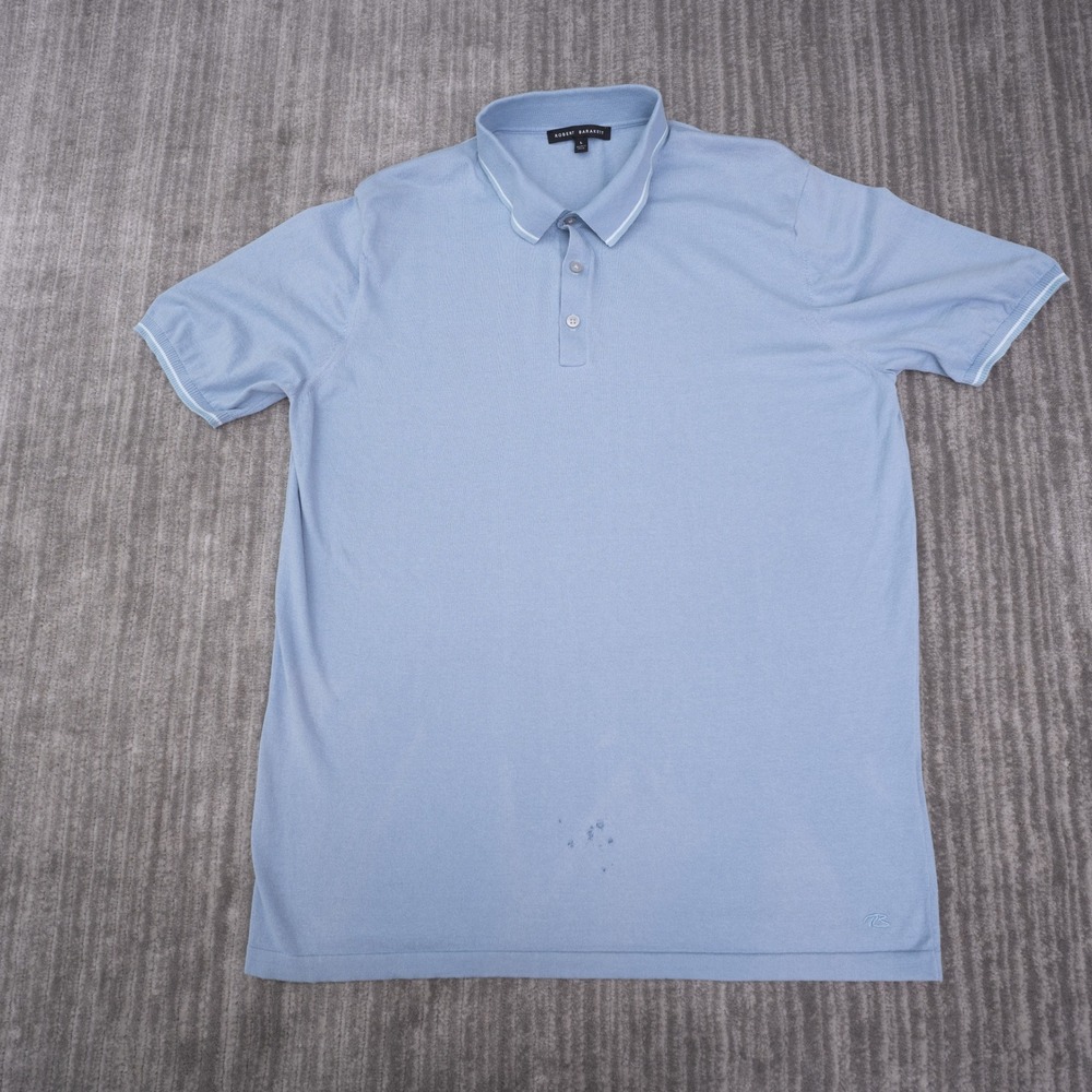 Robert Barakett Polo Mens L Blue Fair Cotton Silk Linen RB41205